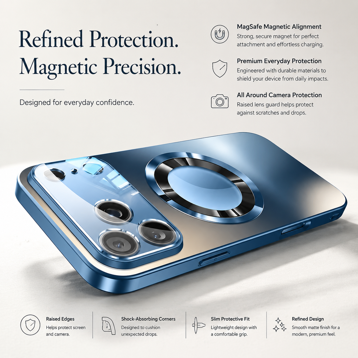 Premium iPhone Case MagSafe Compatible Magnetic Protective Cover Titanium Metallic Matte PC TPU Back Shockproof Camera Lens Protection Ultra Thin Full Protection