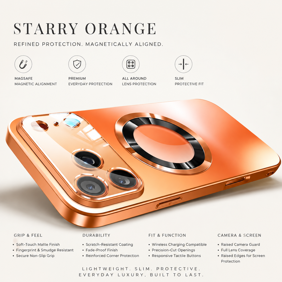 Premium iPhone Case MagSafe Compatible Magnetic Protective Cover Titanium Metallic Matte PC TPU Back Shockproof Camera Lens Protection Ultra Thin Full Protection