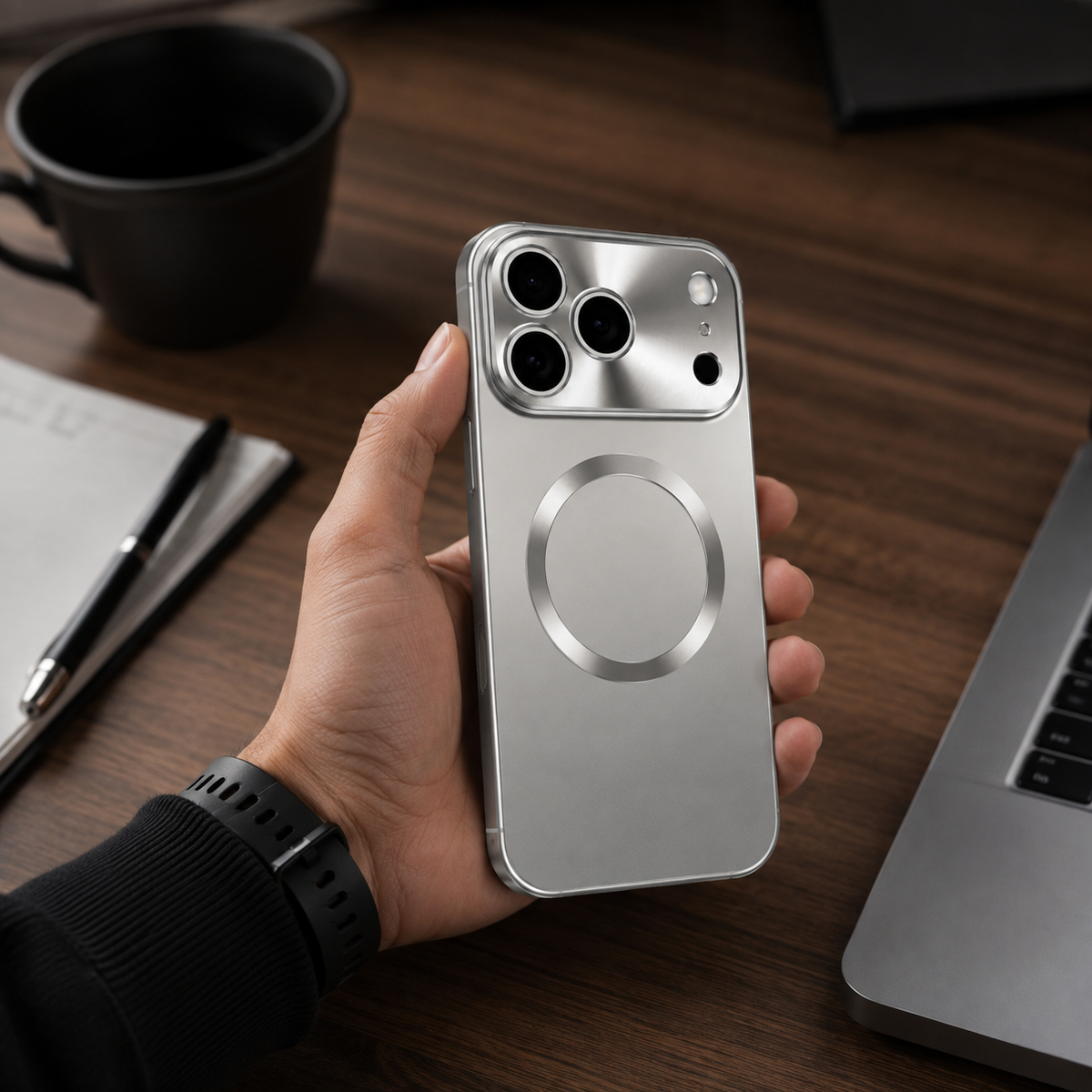 Premium iPhone Case MagSafe Compatible Magnetic Shockproof Protective Cover Aluminum Frame Frosted Matte Back Camera Lens Protection Ultra Thin Full Protection Design
