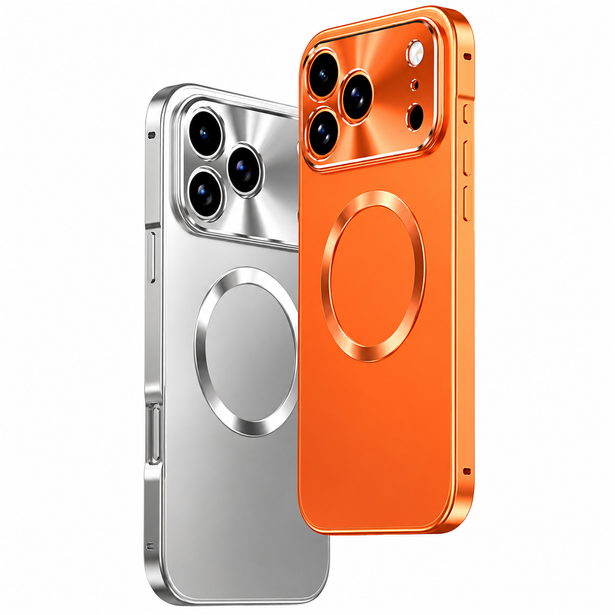 Premium iPhone Case MagSafe Compatible Magnetic Shockproof Protective Cover Aluminum Frame Frosted Matte Back Camera Lens Protection Ultra Thin Full Protection Design