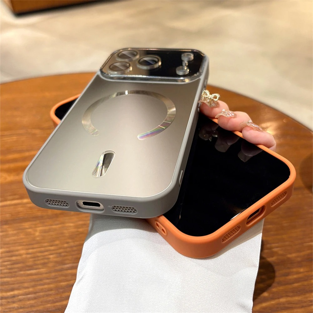 Premium iPhone Case MagSafe Compatible Matte Glass Shockproof Protective Cover Camera Lens Protection Anti Fingerprint Slim Magnetic Full Coverage