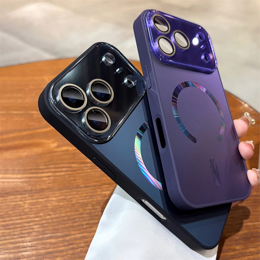 Premium iPhone Case MagSafe Compatible Matte Glass Shockproof Protective Cover Camera Lens Protection Anti Fingerprint Slim Magnetic Full Coverage