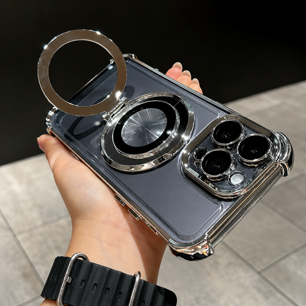Premium iPhone Case MagSafe Compatible Matte Ring Stand Shockproof Protective Cover Hard PC Camera Lens Protection Ultra Thin Slim Magnetic Design