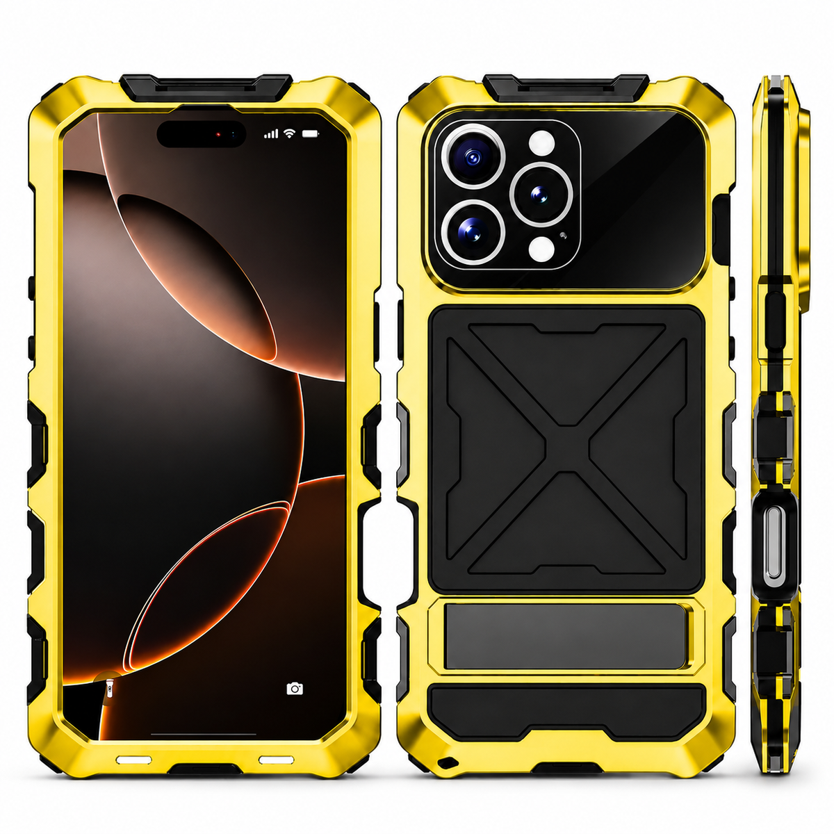 Premium iPhone Case MagSafe Compatible Metal Bumper Cover Shockproof Rugged Protection Camera Lens Guard Heavy Duty Slim Magnetic Anti Scratch Design