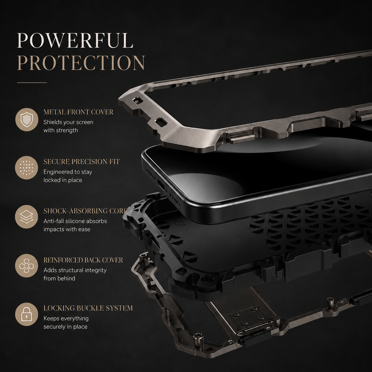 Premium iPhone Case MagSafe Compatible Metal Bumper Cover Shockproof Rugged Protection Camera Lens Guard Heavy Duty Slim Magnetic Anti Scratch Design