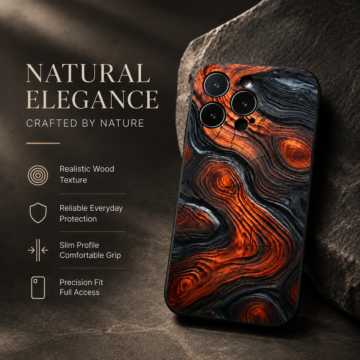 Premium iPhone Case MagSafe Compatible Natural Wood Cover Shockproof TPU Bumper Ultra Thin Protection Camera Lens Guard Slim Lightweight Design