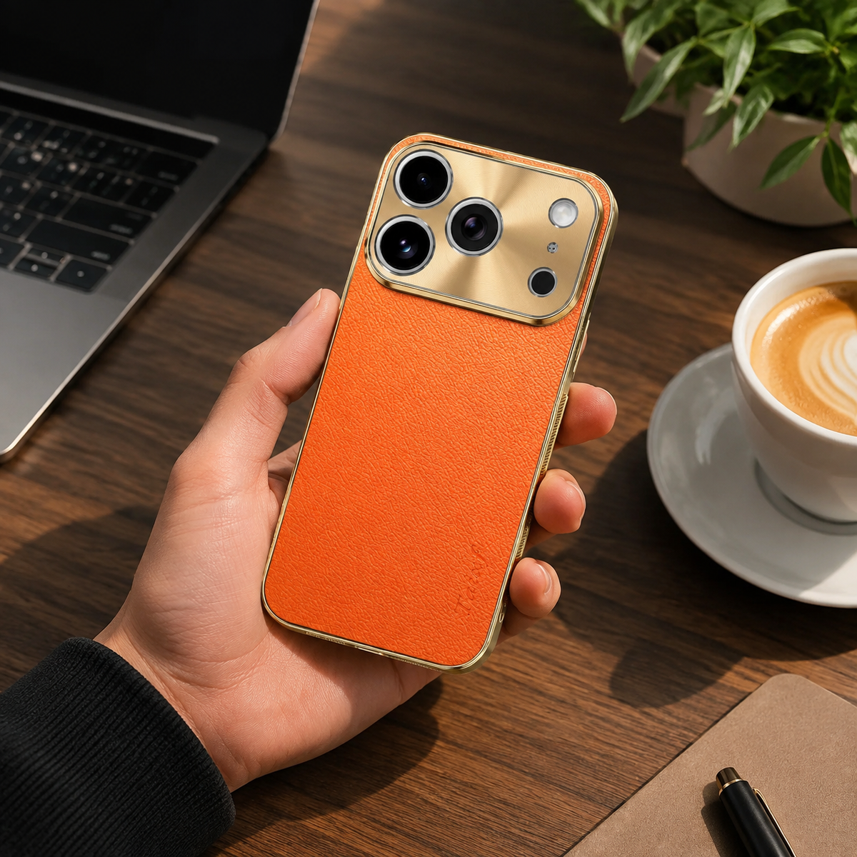 Premium iPhone Case MagSafe Compatible Protective Cover Lychee Texture Leather Back Electroplated Frame Shockproof Camera Lens Protection Full Coverage Slim Design
