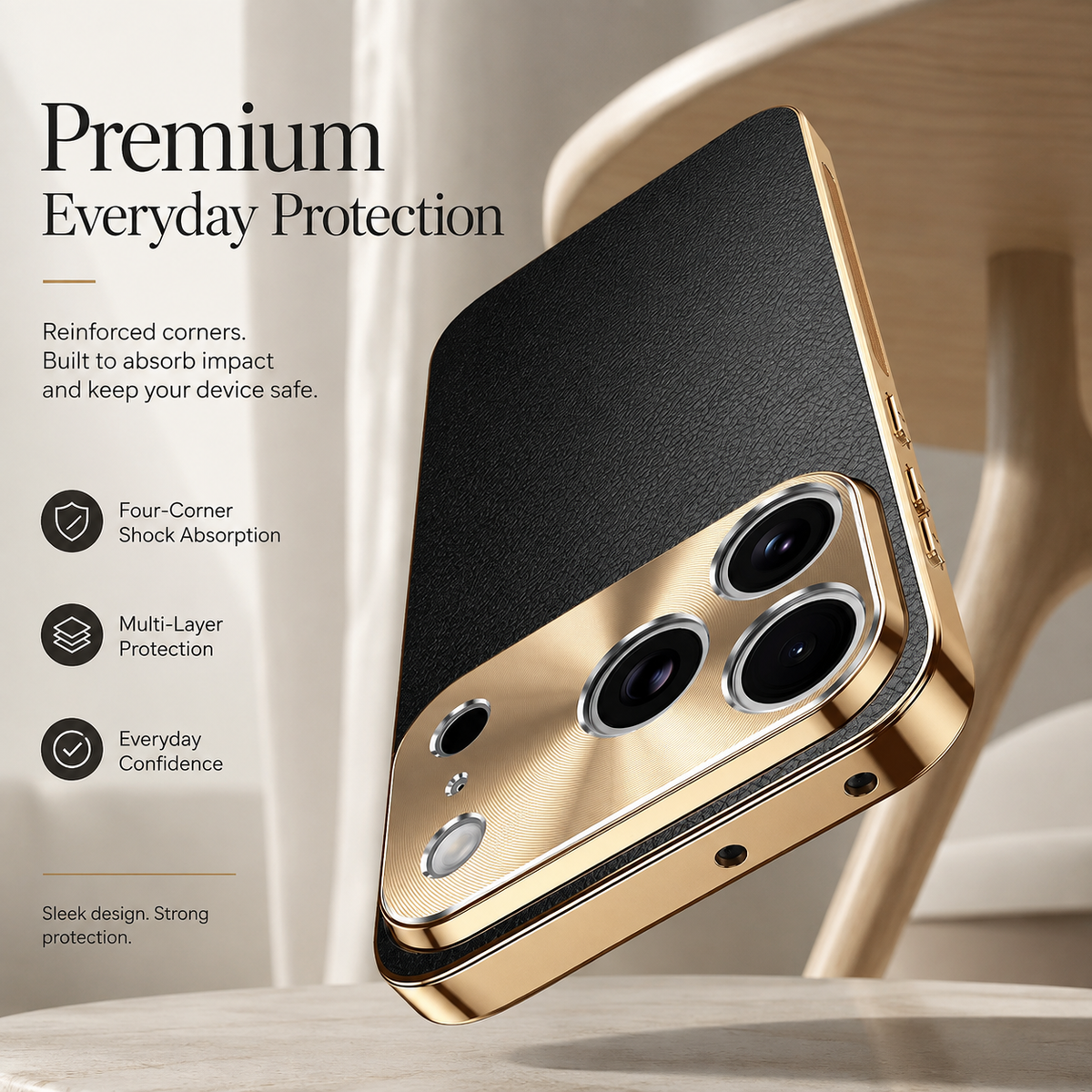 Premium iPhone Case MagSafe Compatible Protective Cover Lychee Texture Leather Back Electroplated Frame Shockproof Camera Lens Protection Full Coverage Slim Design