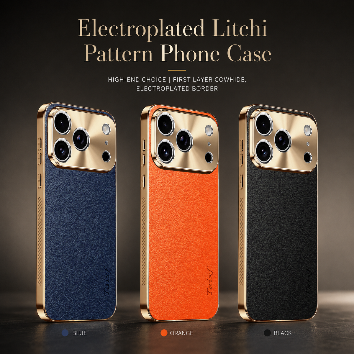 Premium iPhone Case MagSafe Compatible Protective Cover Lychee Texture Leather Back Electroplated Frame Shockproof Camera Lens Protection Full Coverage Slim Design