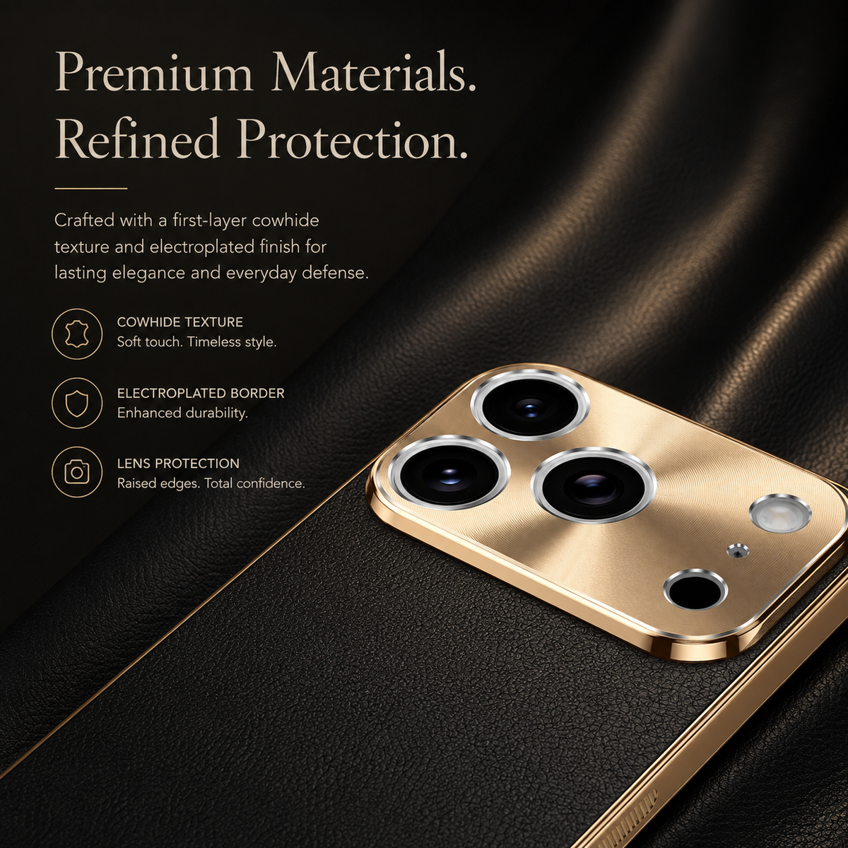 Premium iPhone Case MagSafe Compatible Protective Cover Lychee Texture Leather Back Electroplated Frame Shockproof Camera Lens Protection Full Coverage Slim Design