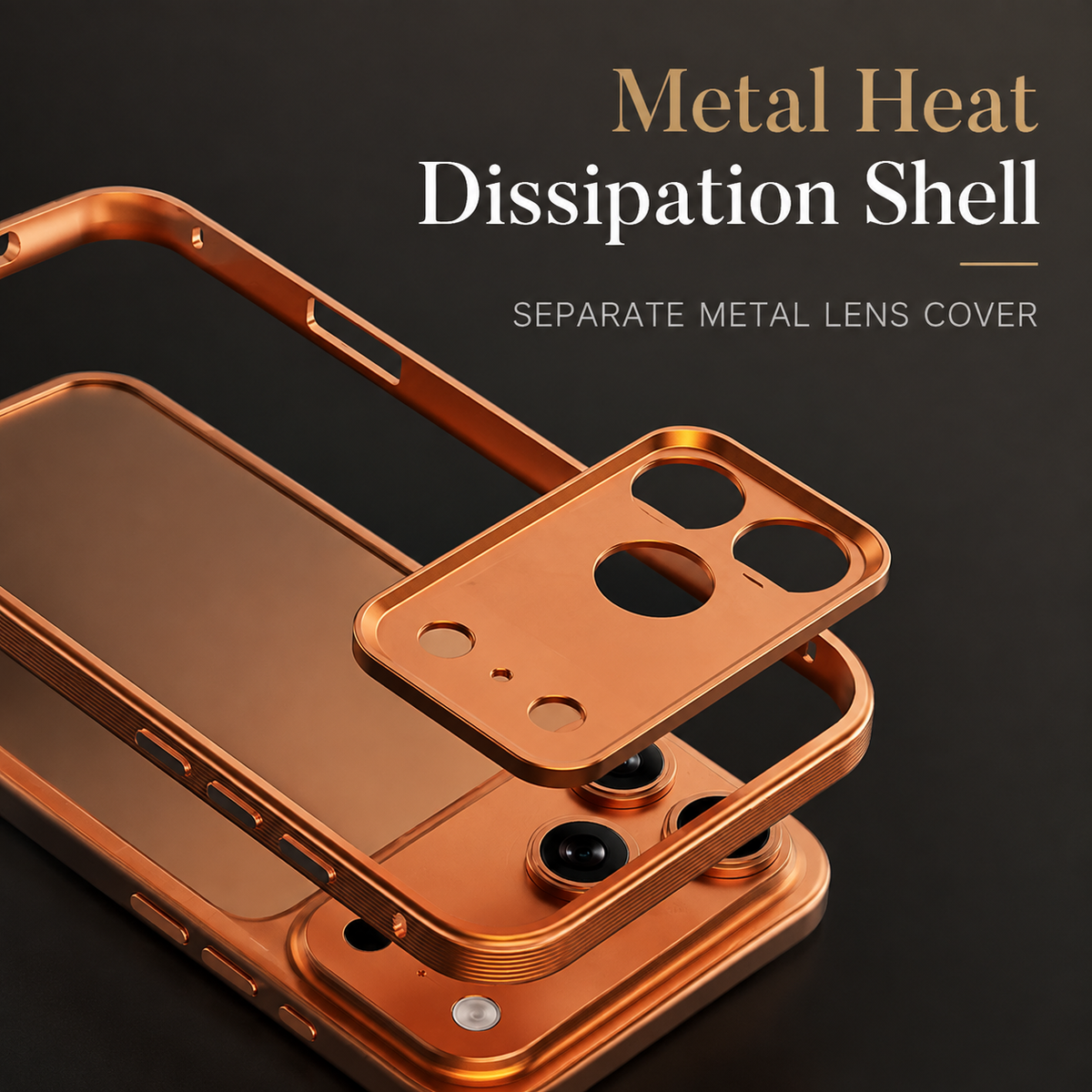 Premium iPhone Case MagSafe Compatible Protective Cover Metal Frame Heat Dissipation Design Anti Slip Grip Shockproof Camera Lens Protection Slim Structure