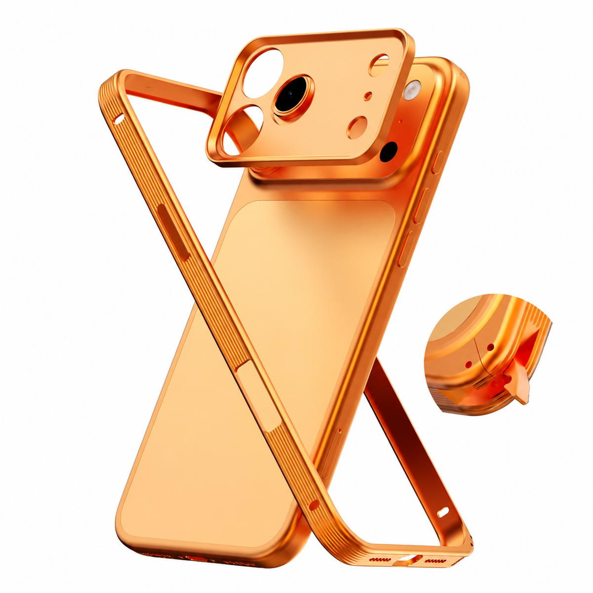 Premium iPhone Case MagSafe Compatible Protective Cover Metal Frame Heat Dissipation Design Anti Slip Grip Shockproof Camera Lens Protection Slim Structure