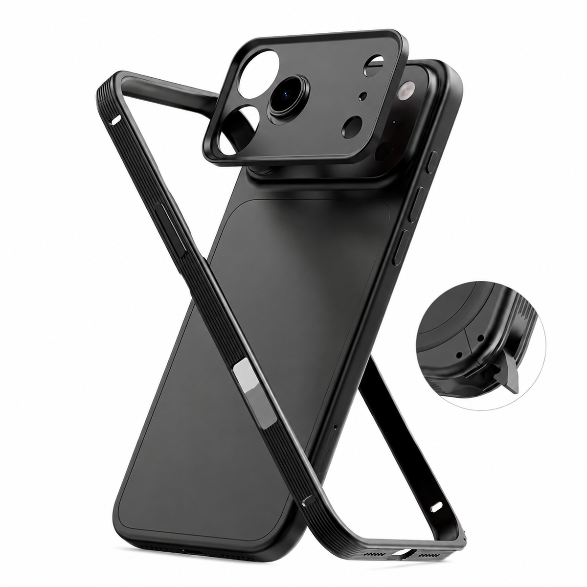 Premium iPhone Case MagSafe Compatible Protective Cover Metal Frame Heat Dissipation Design Anti Slip Grip Shockproof Camera Lens Protection Slim Structure
