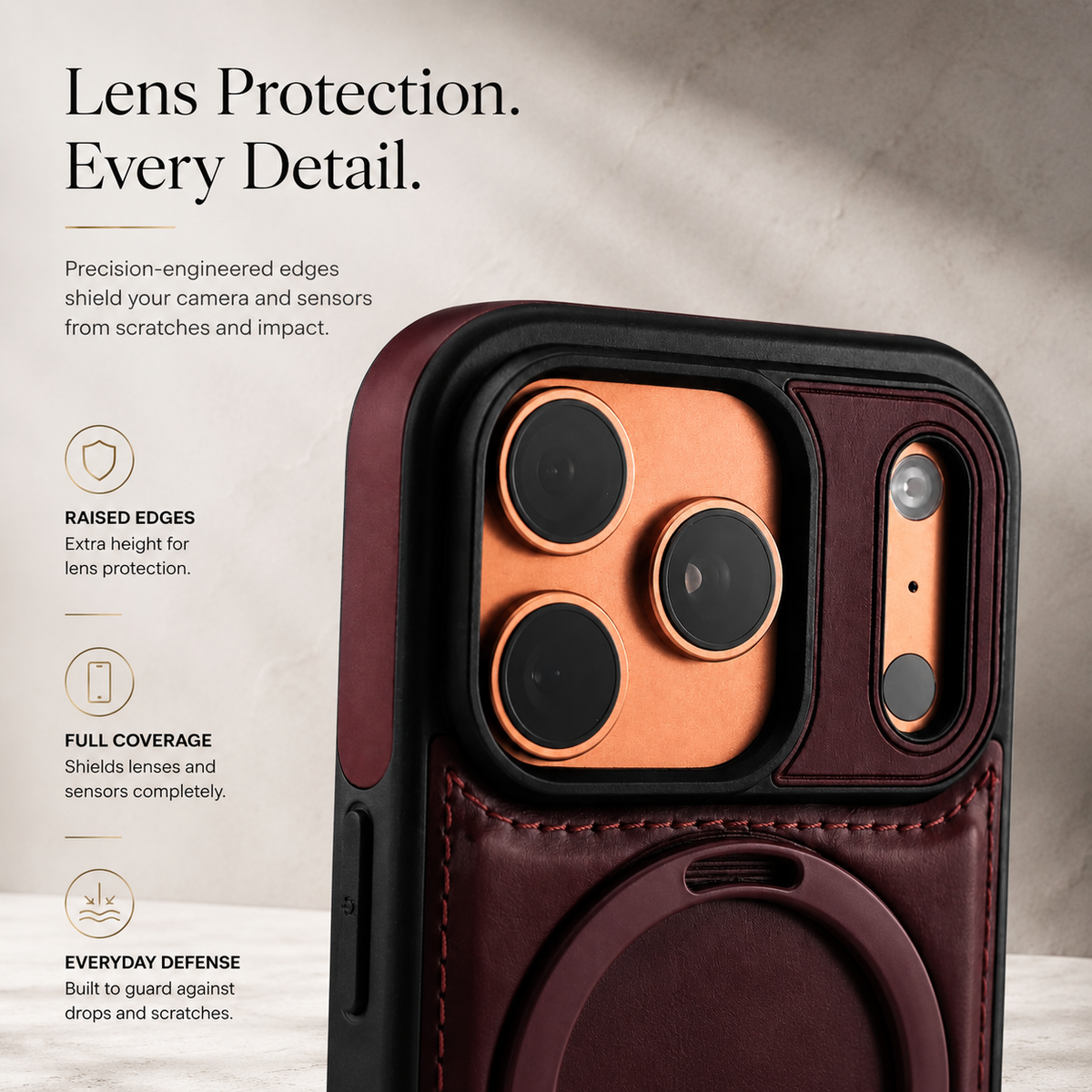 Premium iPhone Case MagSafe Compatible Retro Leather Protective Cover Invisible Kickstand Shockproof Slim Business Full Coverage Camera Lens Guard Design