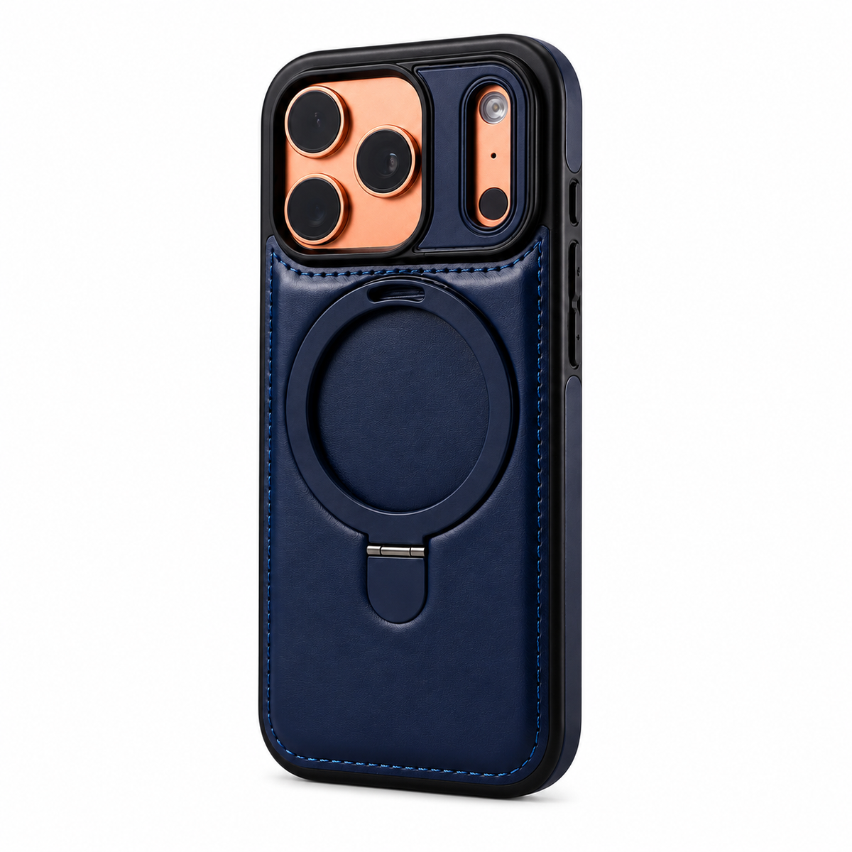 Premium iPhone Case MagSafe Compatible Retro Leather Protective Cover Invisible Kickstand Shockproof Slim Business Full Coverage Camera Lens Guard Design