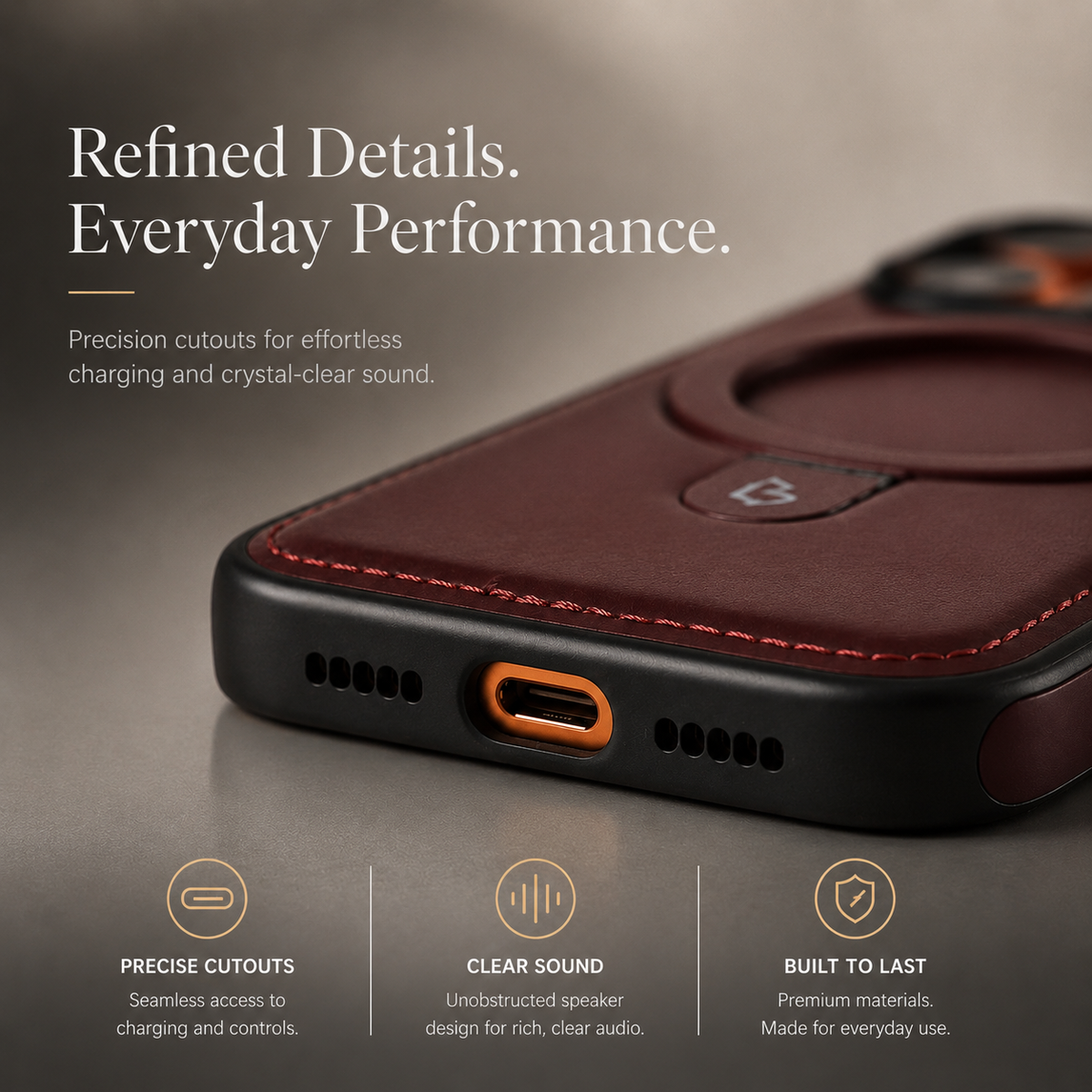 Premium iPhone Case MagSafe Compatible Retro Leather Protective Cover Invisible Kickstand Shockproof Slim Business Full Coverage Camera Lens Guard Design