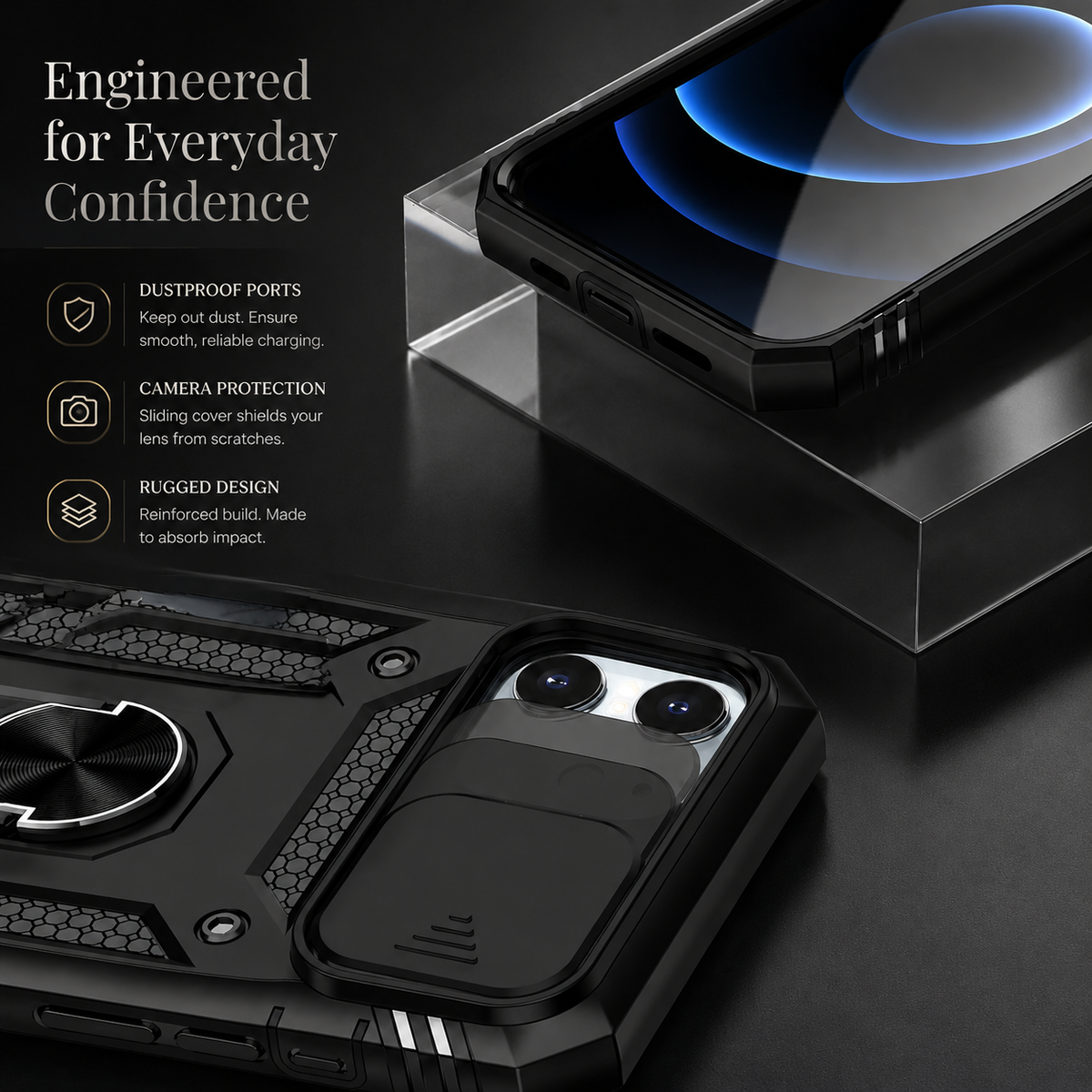 Premium iPhone Case MagSafe Compatible Rugged Armor Card Holder Cover Kickstand Shockproof Protection Camera Lens Guard Slim Magnetic Heavy Duty Design