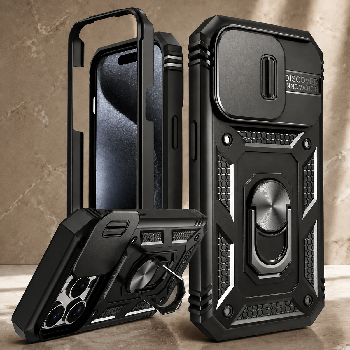 Premium iPhone Case MagSafe Compatible Rugged Armor Card Holder Cover Kickstand Shockproof Protection Camera Lens Guard Slim Magnetic Heavy Duty Design