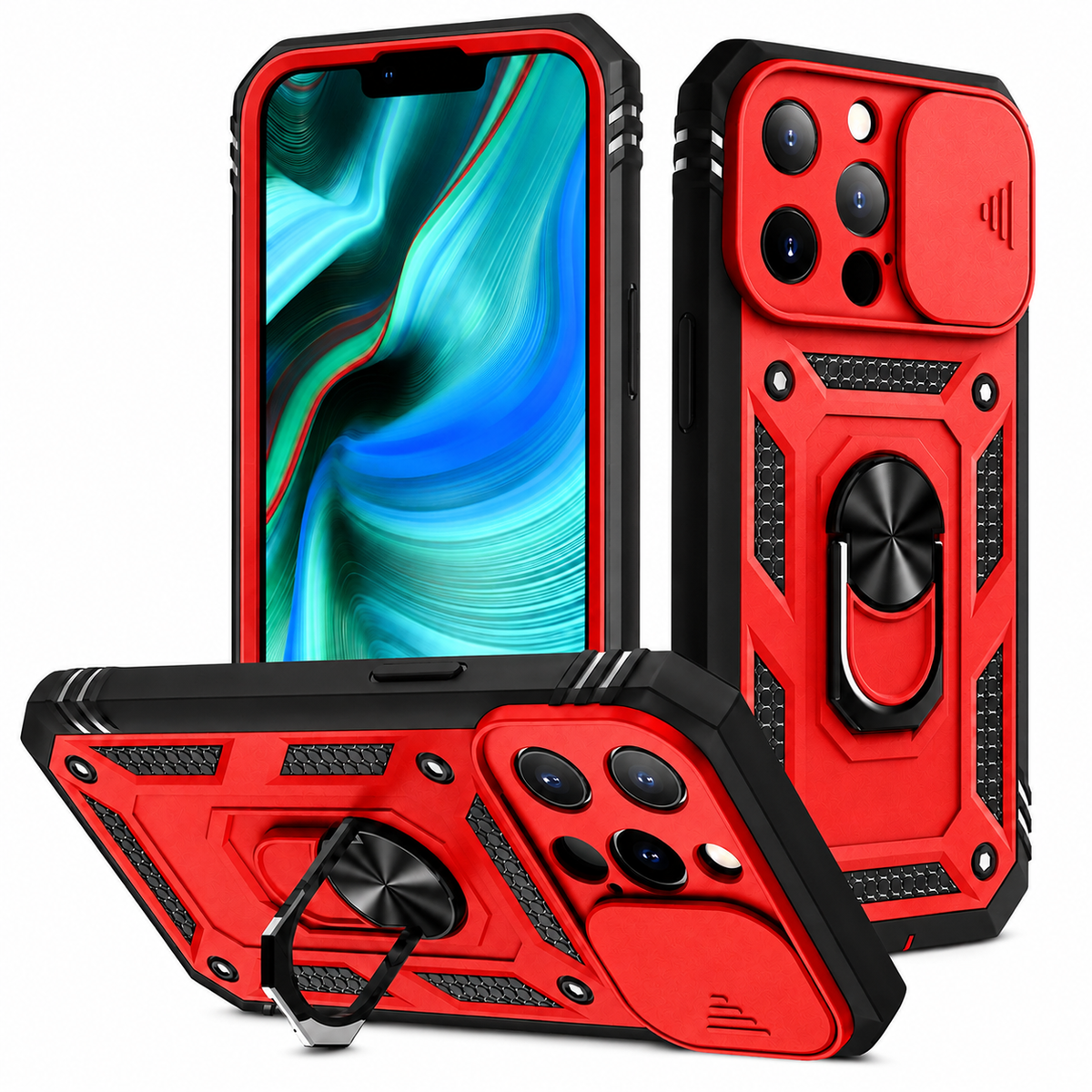 Premium iPhone Case MagSafe Compatible Rugged Armor Card Holder Cover Kickstand Shockproof Protection Camera Lens Guard Slim Magnetic Heavy Duty Design