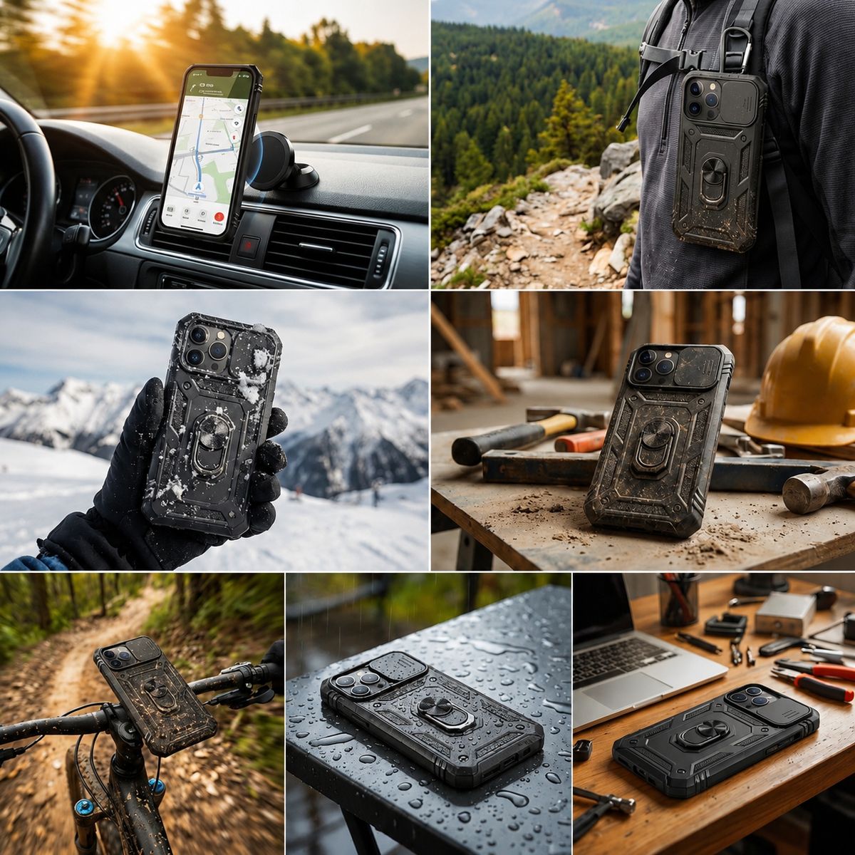 Premium iPhone Case MagSafe Compatible Rugged Armor Shockproof Protective Cover Kickstand Card Holder Camera Lens Protection Heavy Duty Full Coverage