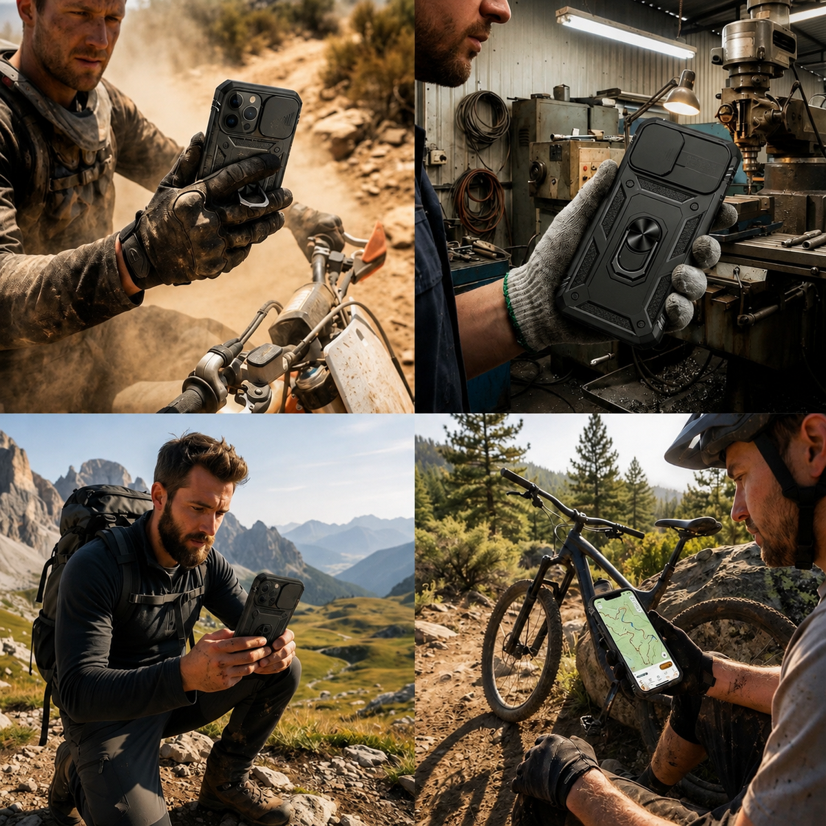 Premium iPhone Case MagSafe Compatible Rugged Armor Shockproof Protective Cover Kickstand Card Holder Camera Lens Protection Heavy Duty Full Coverage