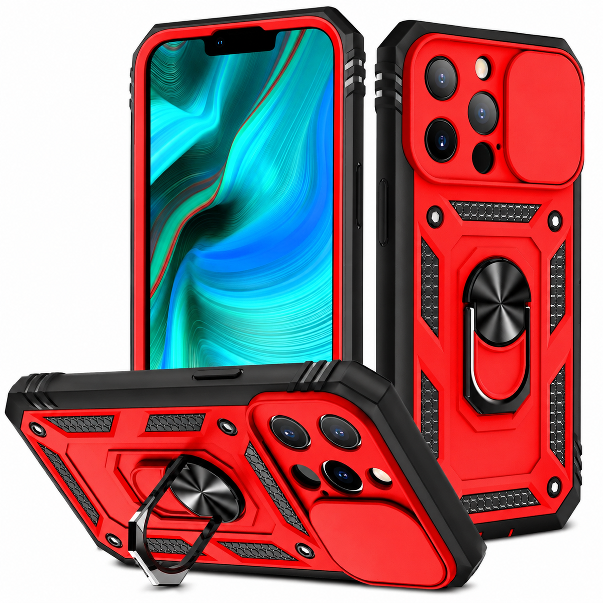 Premium iPhone Case MagSafe Compatible Rugged Armor Shockproof Protective Cover Kickstand Card Holder Camera Lens Protection Heavy Duty Full Coverage