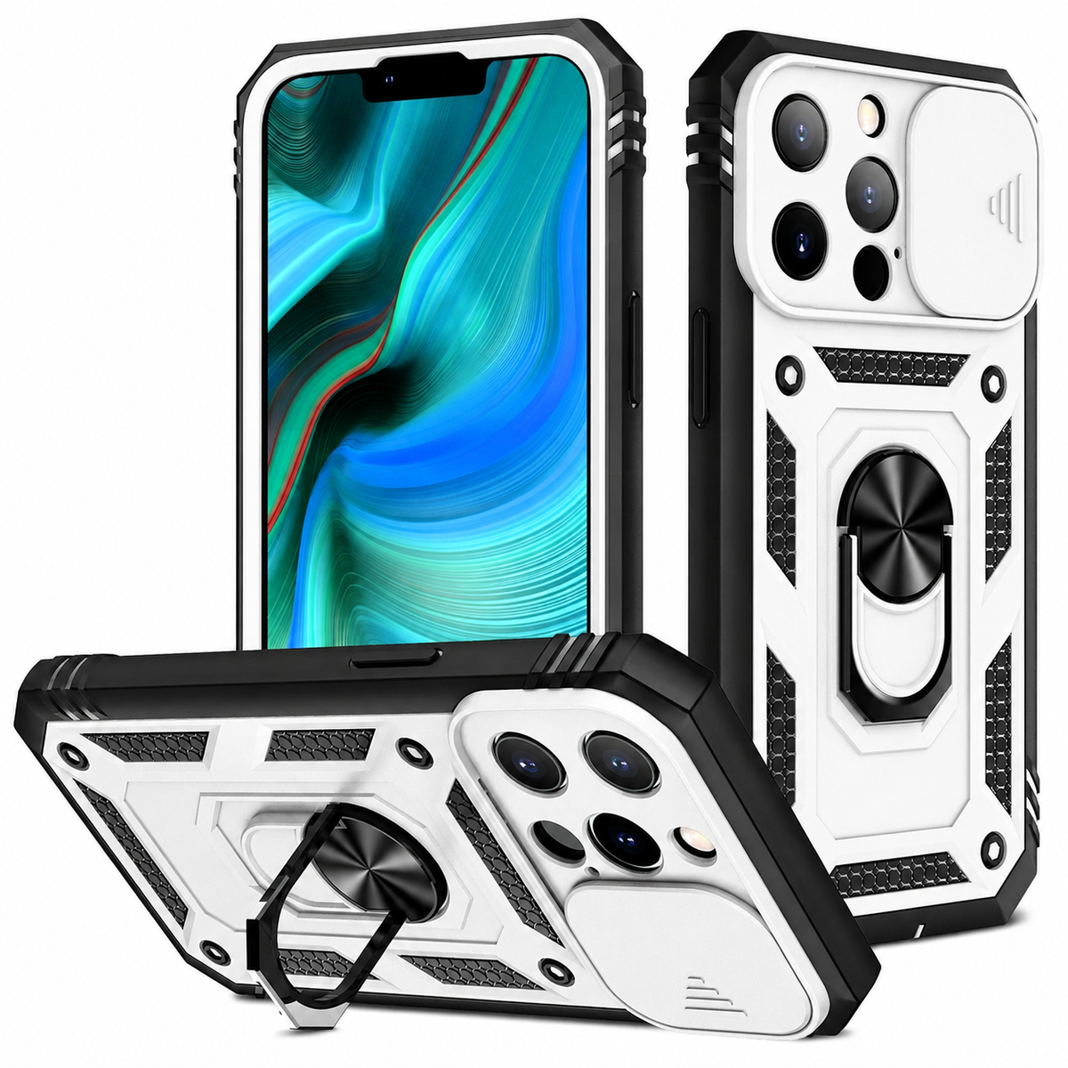 Premium iPhone Case MagSafe Compatible Rugged Armor Shockproof Protective Cover Kickstand Card Holder Camera Lens Protection Heavy Duty Full Coverage