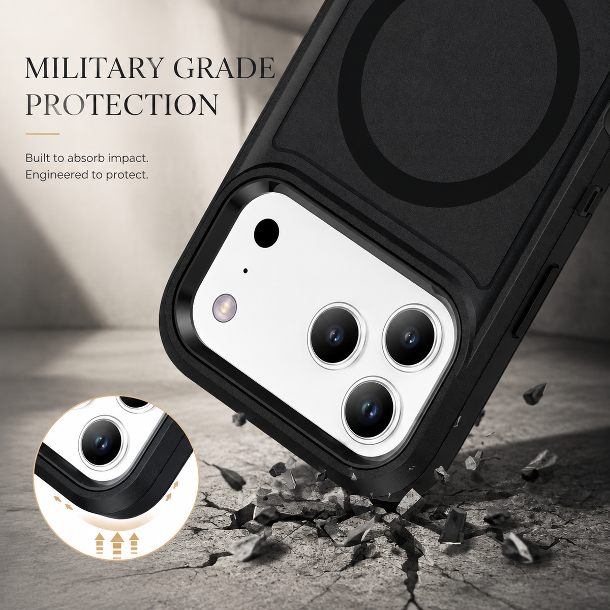 Premium iPhone Case MagSafe Compatible Rugged Armor Shockproof Protective Cover PC TPU Anti Slip Camera Protection Anti Scratch Reinforced Defender