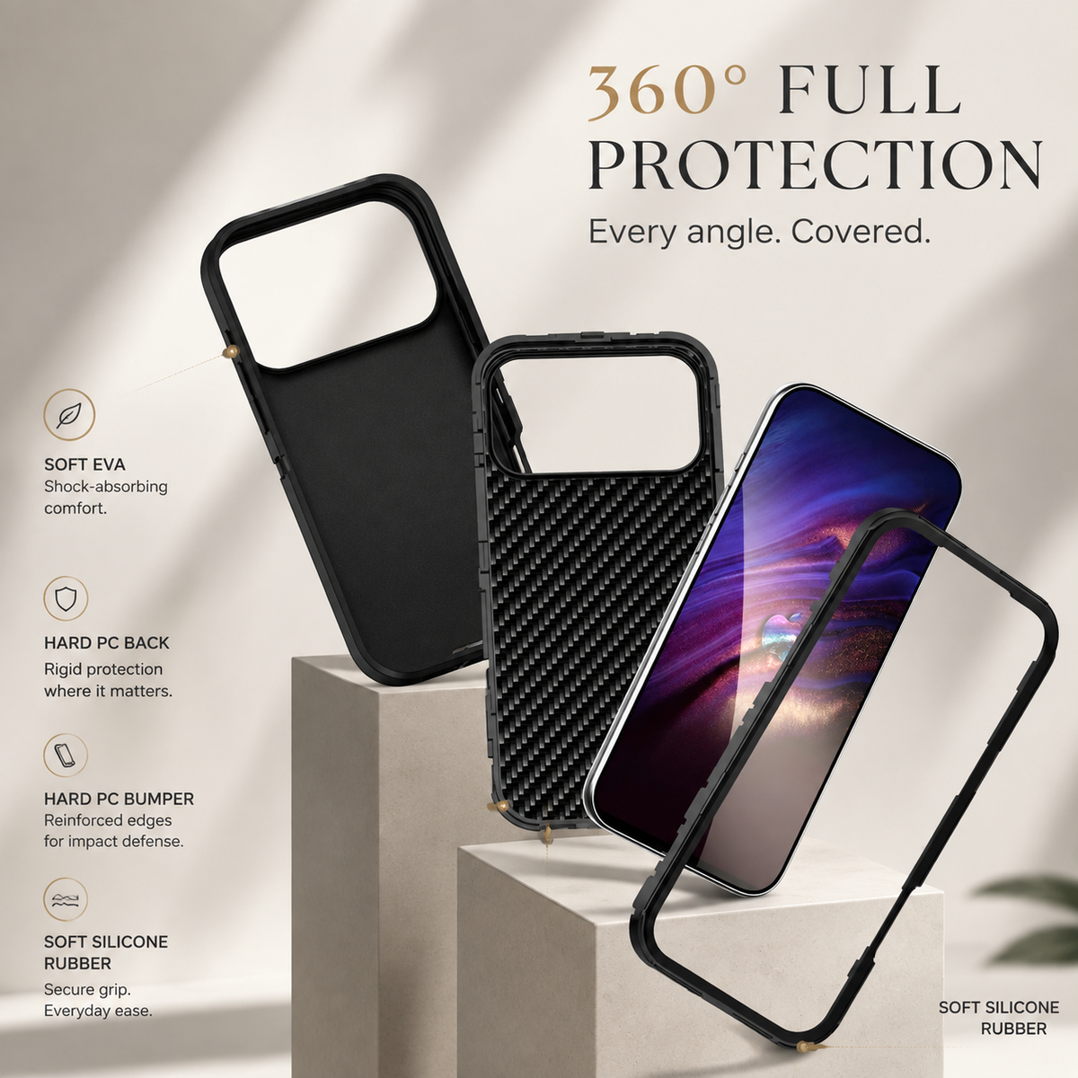 Premium iPhone Case MagSafe Compatible Rugged Armor Shockproof Protective Cover PC TPU Anti Slip Camera Protection Anti Scratch Reinforced Defender