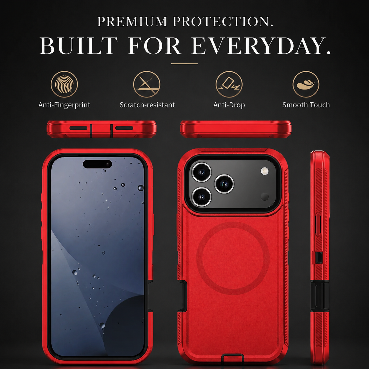 Premium iPhone Case MagSafe Compatible Rugged Armor Shockproof Protective Cover PC TPU Anti Slip Camera Protection Anti Scratch Reinforced Defender