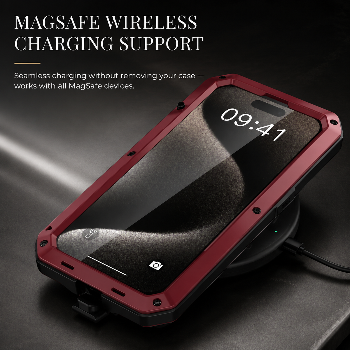 Premium iPhone Case MagSafe Compatible Rugged Metal Armor Shockproof Protective Cover Full Body Slide Camera Cover Tempered Glass Screen Heavy Duty Design