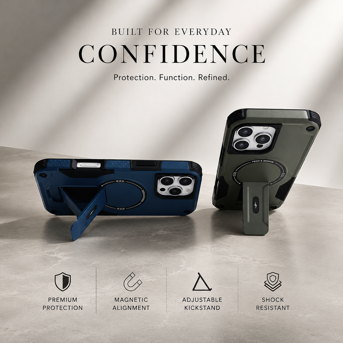 Premium iPhone Case MagSafe Compatible Rugged Shockproof Cover Kickstand Lanyard Dual Layer Protective Case Anti Scratch Full Coverage Secure Grip