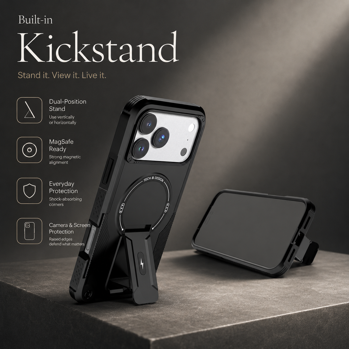 Premium iPhone Case MagSafe Compatible Rugged Shockproof Cover Kickstand Lanyard Dual Layer Protective Case Anti Scratch Full Coverage Secure Grip