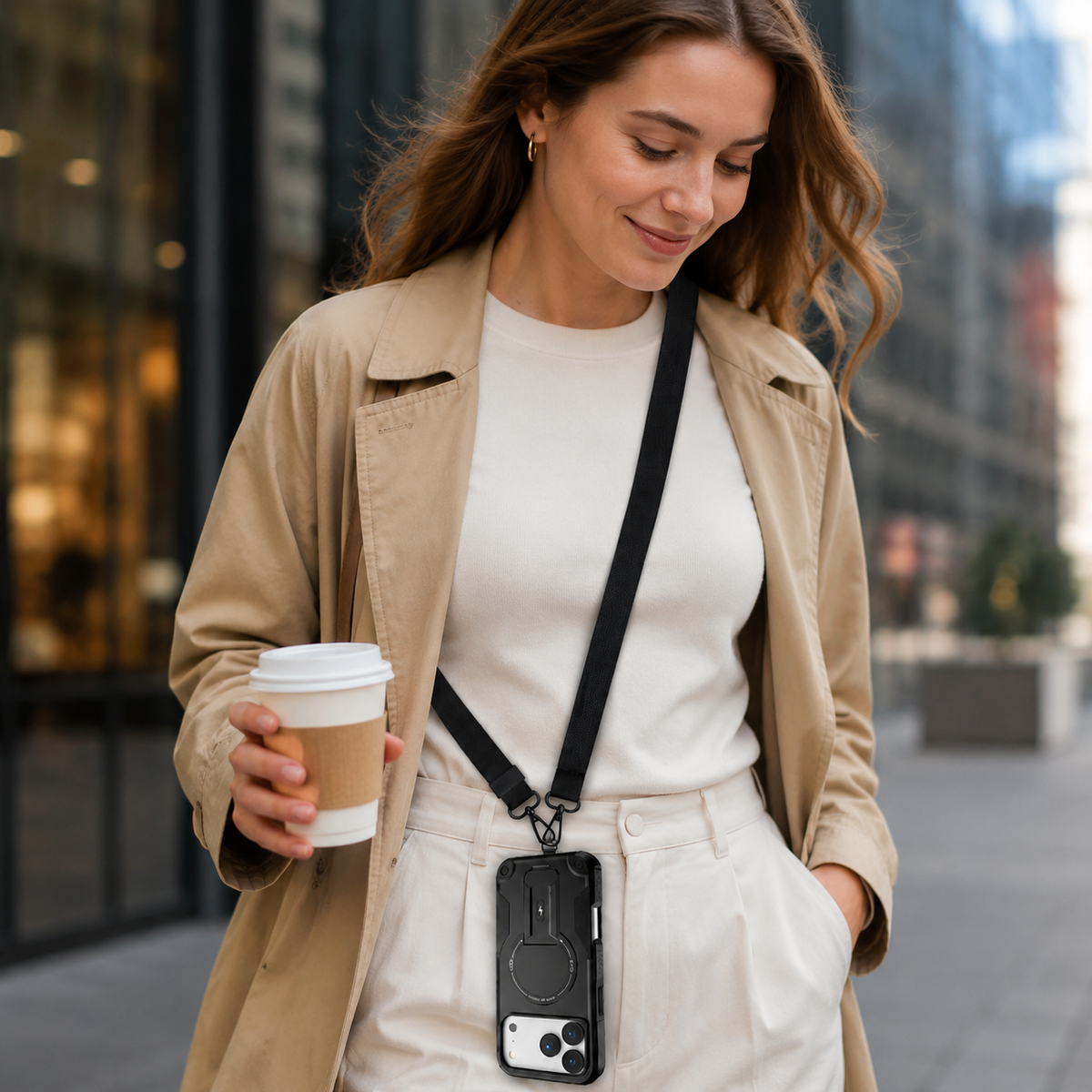 Premium iPhone Case MagSafe Compatible Rugged Shockproof Cover Kickstand Lanyard Dual Layer Protective Case Anti Scratch Full Coverage Secure Grip