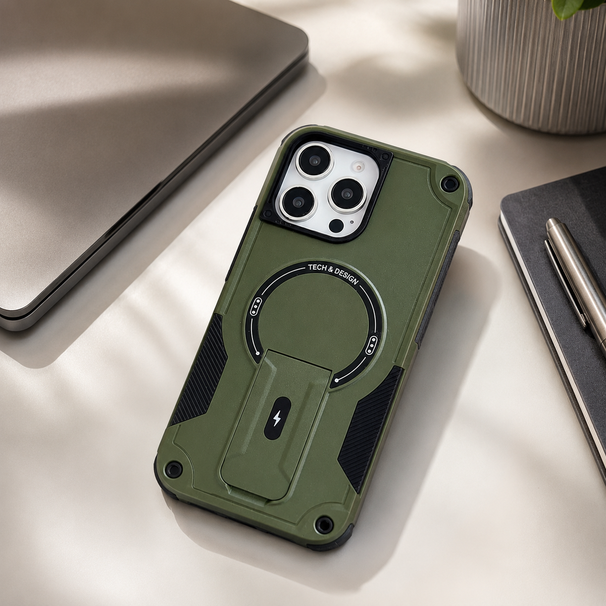 Premium iPhone Case MagSafe Compatible Rugged Shockproof Cover Kickstand Lanyard Dual Layer Protective Case Anti Scratch Full Coverage Secure Grip