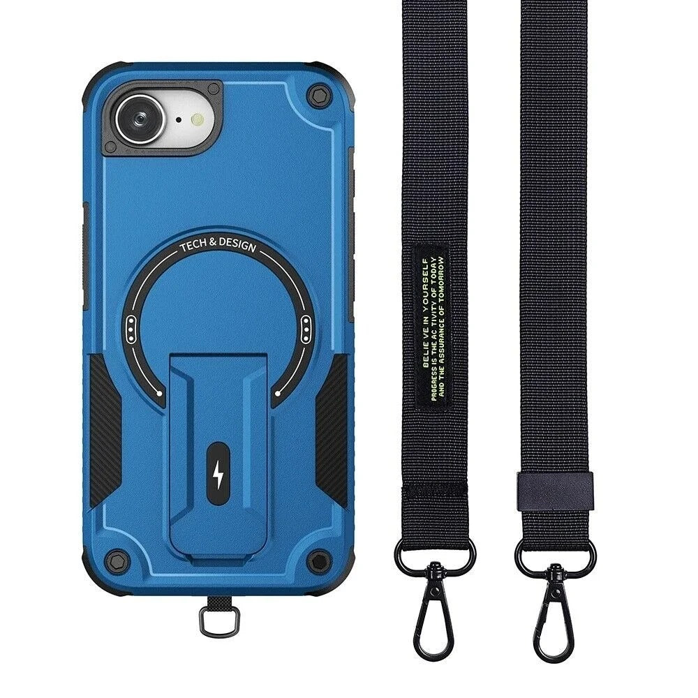 Premium iPhone Case MagSafe Compatible Rugged Shockproof Cover Kickstand Lanyard Dual Layer Protective Case Anti Scratch Full Coverage Secure Grip