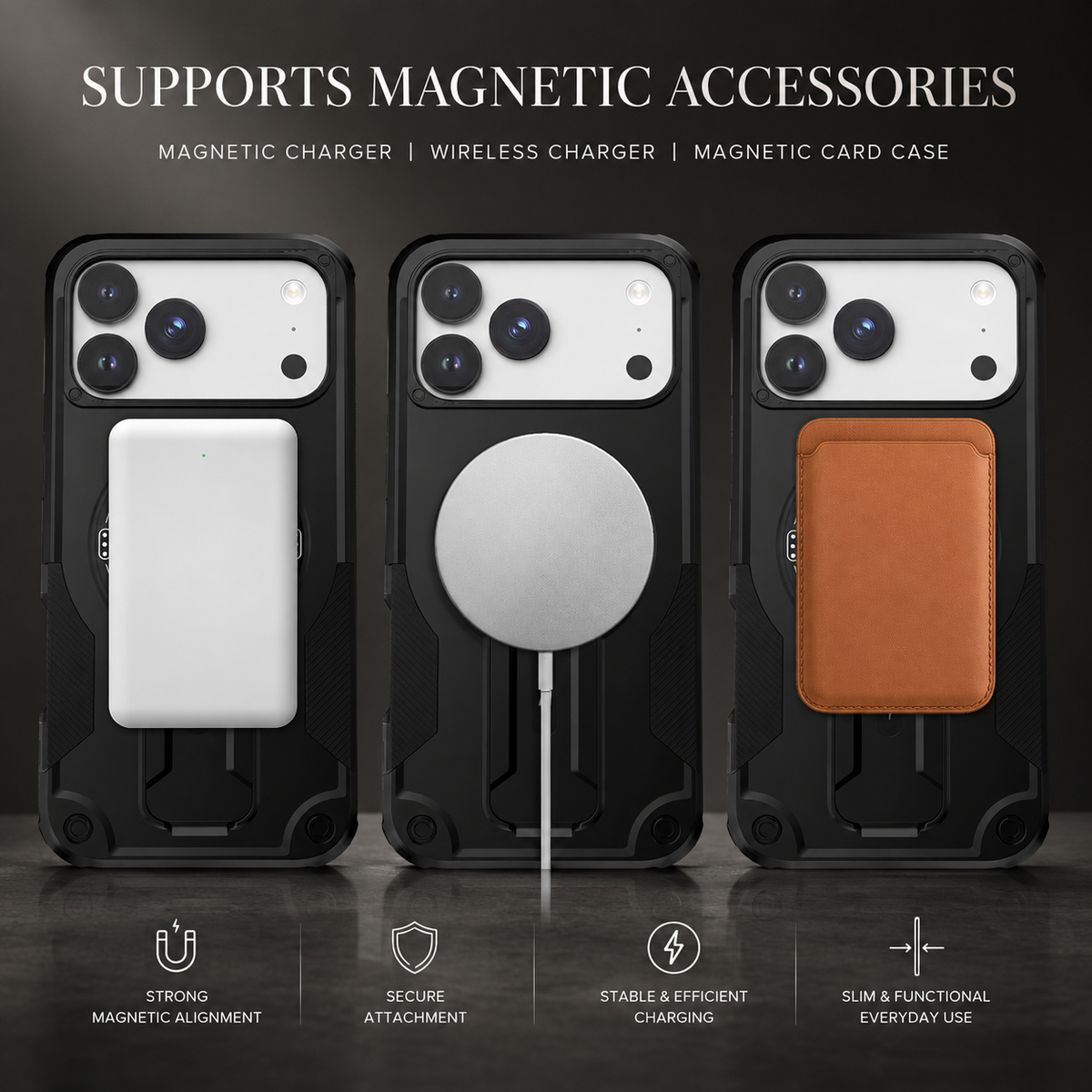 Premium iPhone Case MagSafe Compatible Rugged Shockproof Cover Kickstand Lanyard Dual Layer Protective Case Anti Scratch Full Coverage Secure Grip