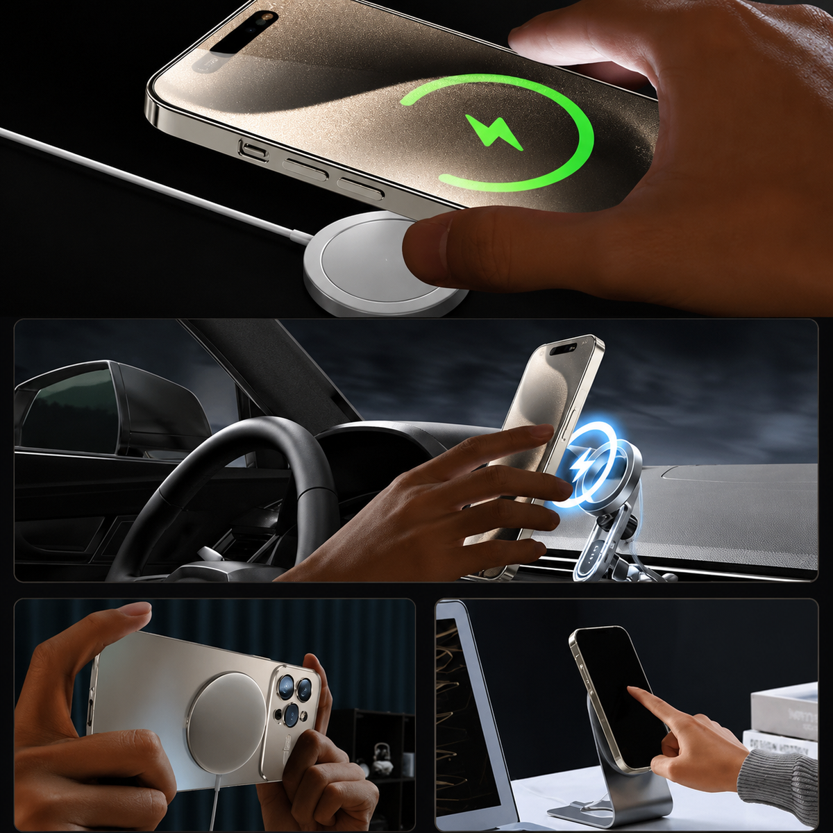 Premium iPhone Case MagSafe Compatible Shockproof Protective Cover Glass Back Camera Lens Protection Anti Fingerprint Slim Magnetic Anti Scratch Clear