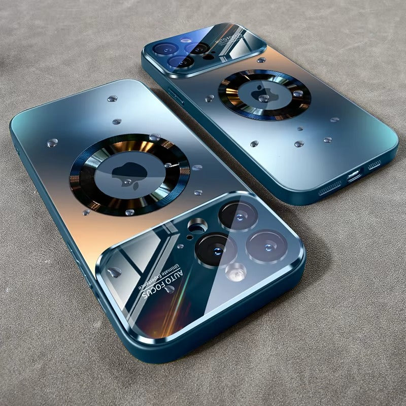 Premium iPhone Case MagSafe Compatible Shockproof Protective Cover Glass Back Camera Lens Protection Anti Fingerprint Slim Magnetic Anti Scratch Clear