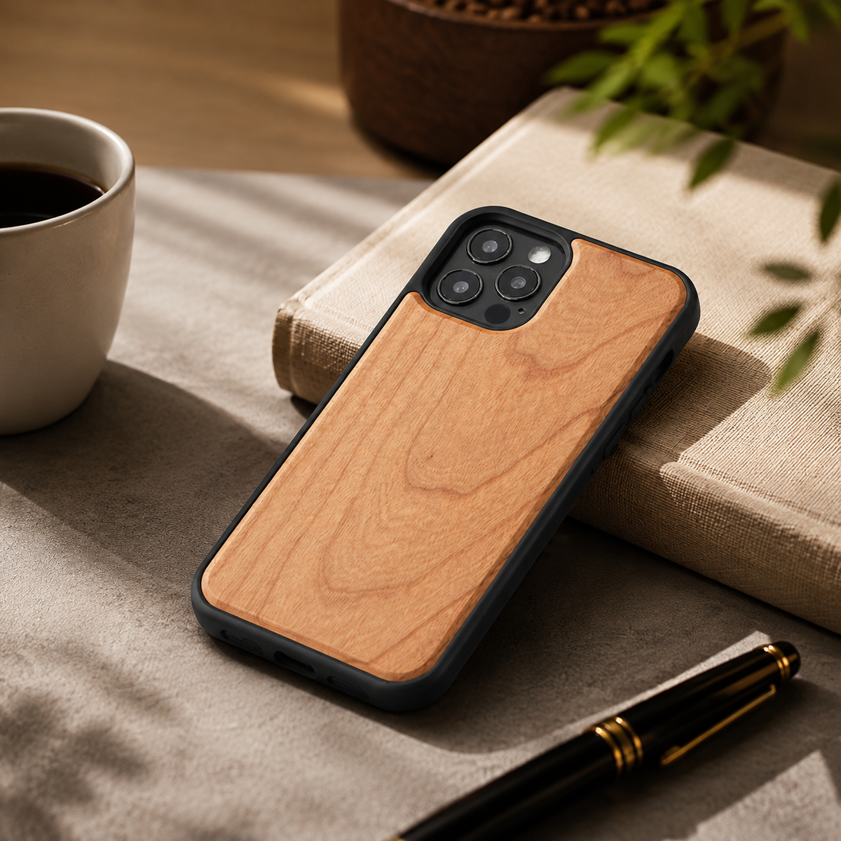 Premium iPhone Case MagSafe Compatible Solid Bamboo Wood Shockproof Protective Cover Hard Back Camera Lens Protection Slim Natural Design