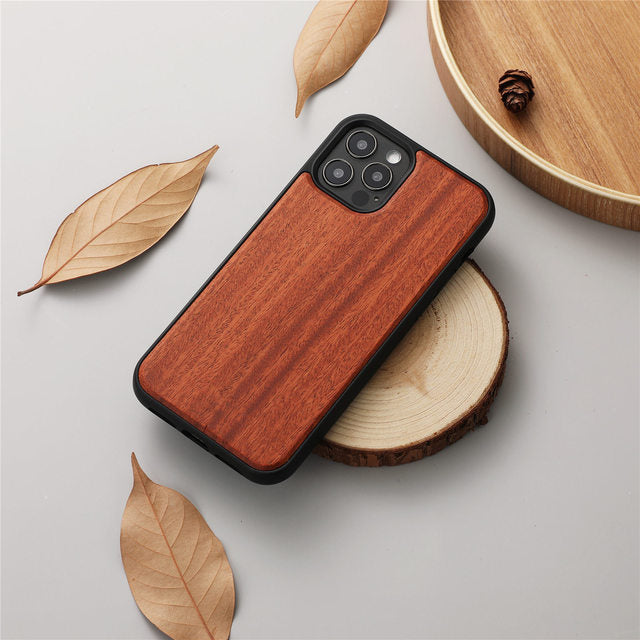 Premium iPhone Case MagSafe Compatible Solid Bamboo Wood Shockproof Protective Cover Hard Back Camera Lens Protection Slim Natural Design
