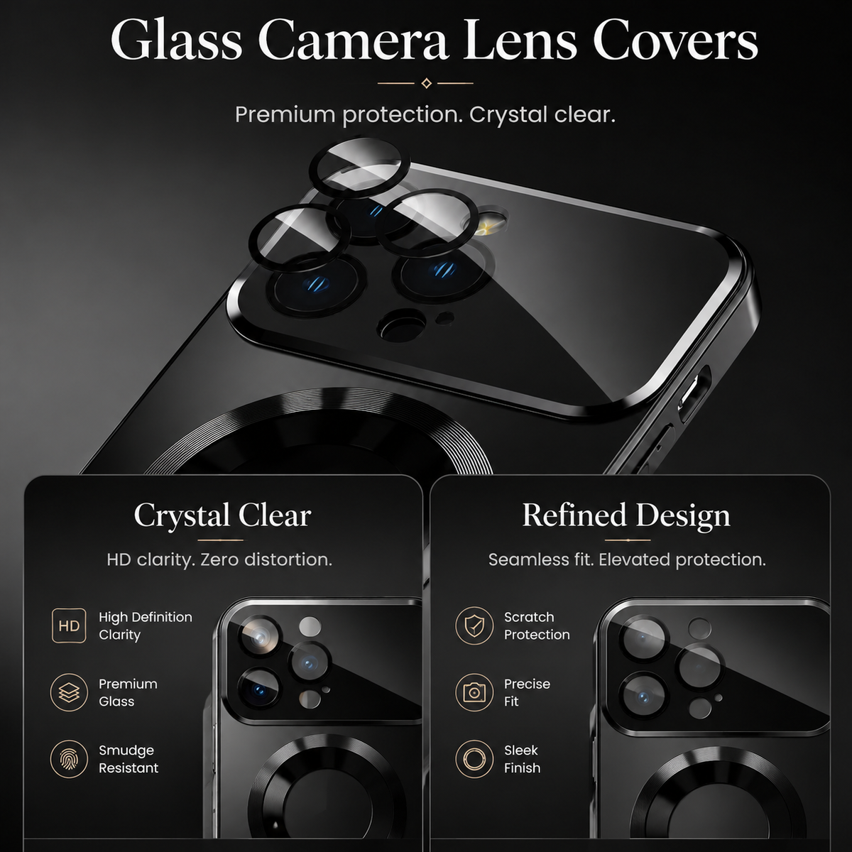 Premium iPhone Case MagSafe Compatible Tempered Glass Cover Shockproof Protective Design Camera Lens Protection Slim Magnetic Anti Scratch Hard Back
