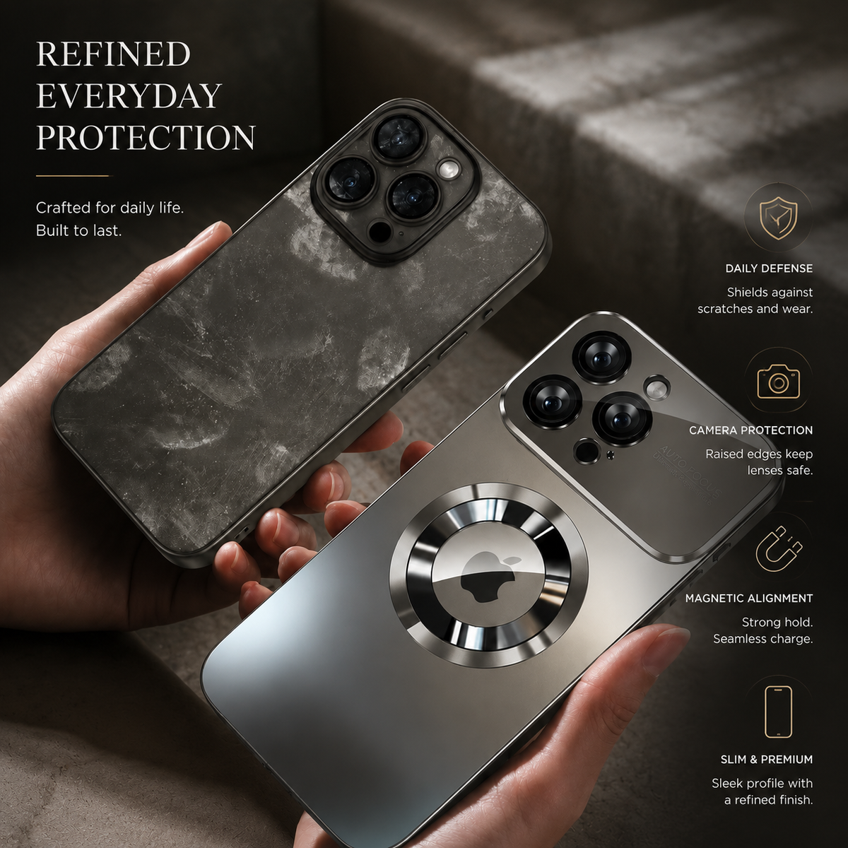 Premium iPhone Case MagSafe Compatible Tempered Glass Cover Shockproof Protective Design Camera Lens Protection Slim Magnetic Anti Scratch Hard Back