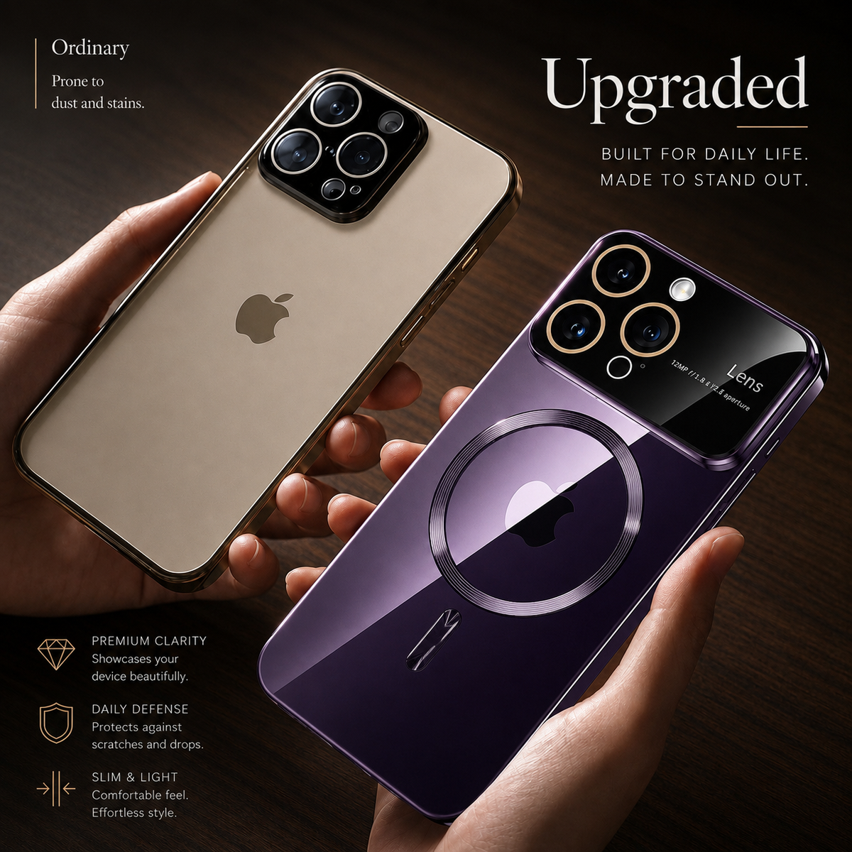 Premium iPhone Case MagSafe Compatible Transparent Protective Cover Camera Lens Protection Shockproof Clear Hard PC Back Ultra Thin Design