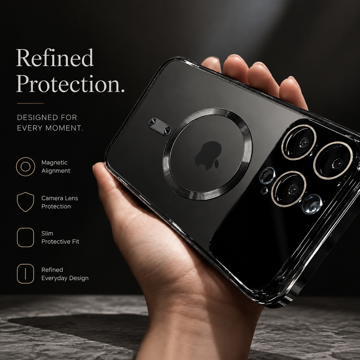 Premium iPhone Case MagSafe Compatible Transparent Tempered Glass Cover Ultra Thin Shockproof Protection Camera Lens Guard Slim Magnetic Anti Scratch Design