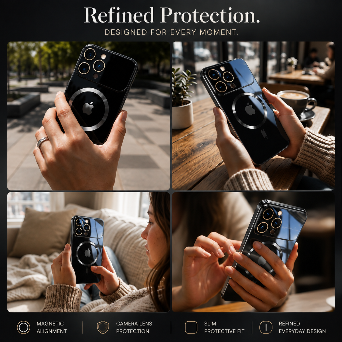 Premium iPhone Case MagSafe Compatible Transparent Tempered Glass Cover Ultra Thin Shockproof Protection Camera Lens Guard Slim Magnetic Anti Scratch Design
