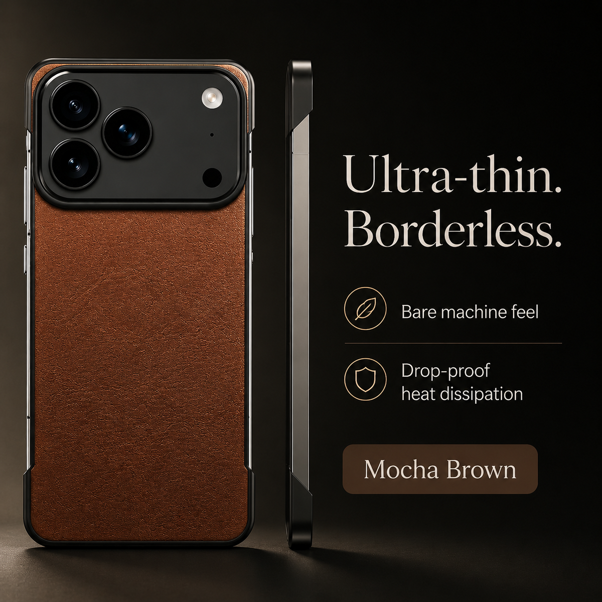 Premium iPhone Case MagSafe Compatible Ultra Thin Leather Cover Frameless PC Back Shockproof Anti Fall Camera Protection Non Slip Matte Slim Design