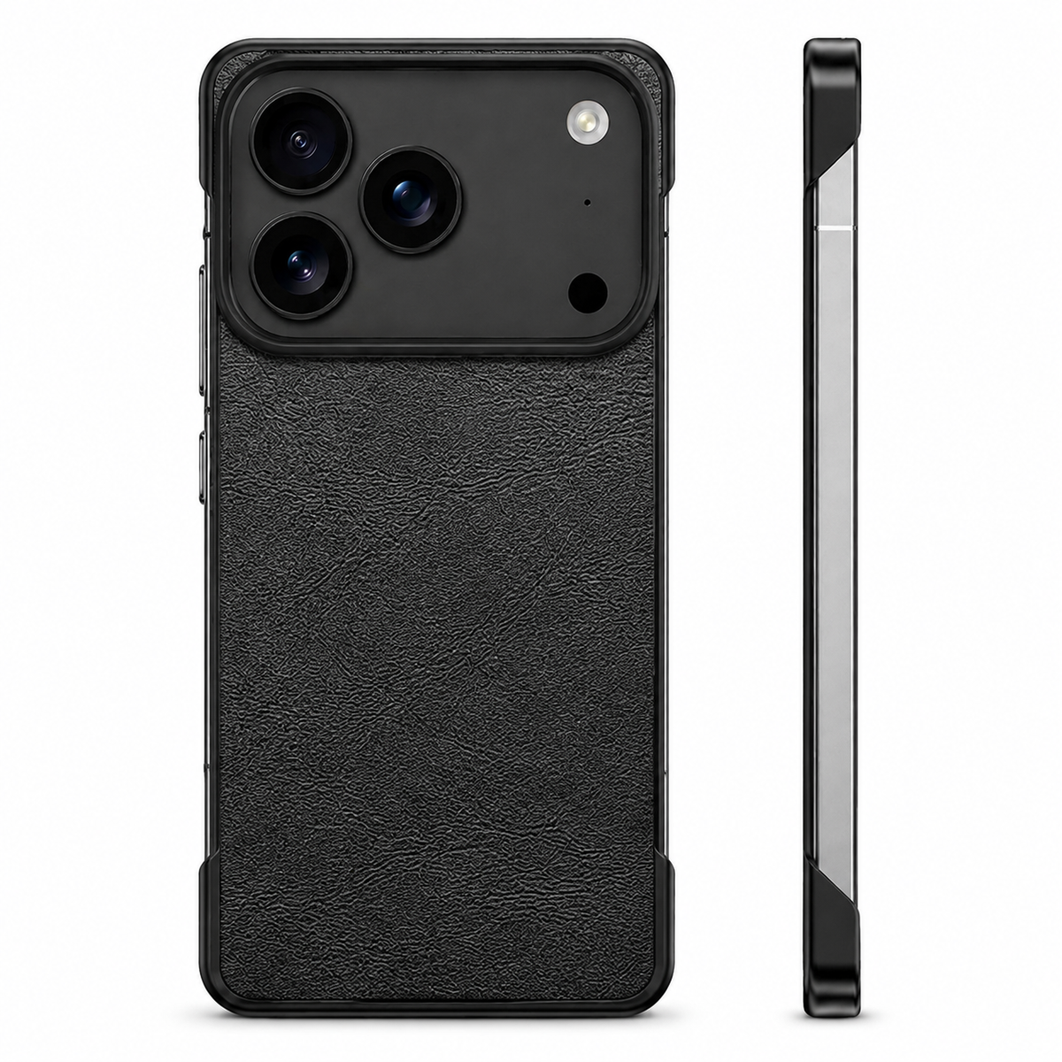 Premium iPhone Case MagSafe Compatible Ultra Thin Leather Cover Frameless PC Back Shockproof Anti Fall Camera Protection Non Slip Matte Slim Design