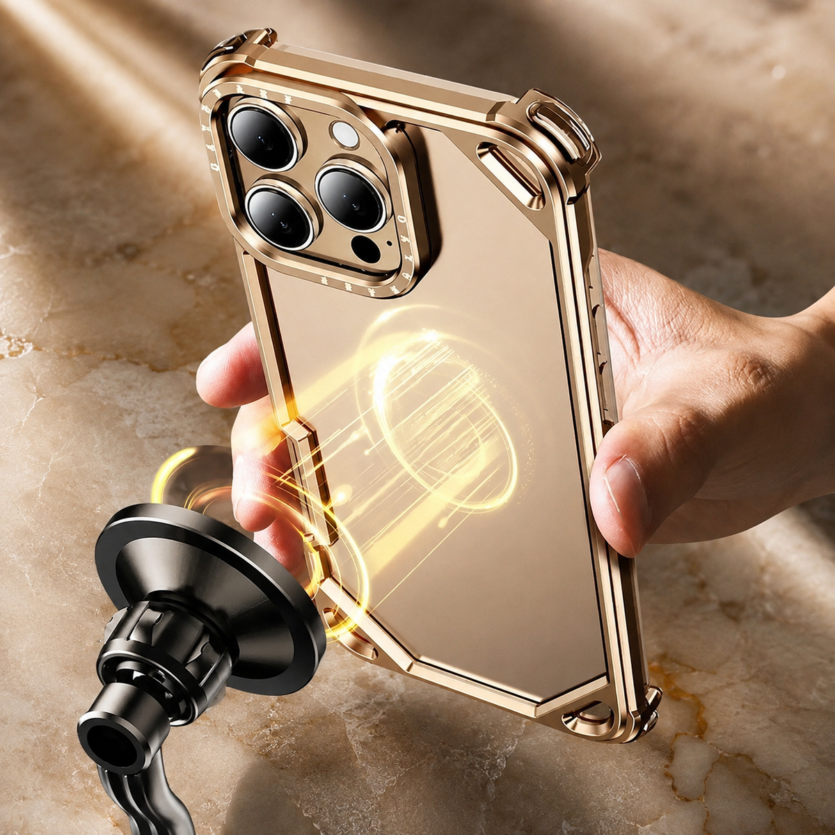 Premium iPhone Case MagSafe Compatible Ultra Thin Metal Bumper Cover Shockproof Protection Camera Lens Guard Slim Magnetic Lightweight Anti Scratch Design