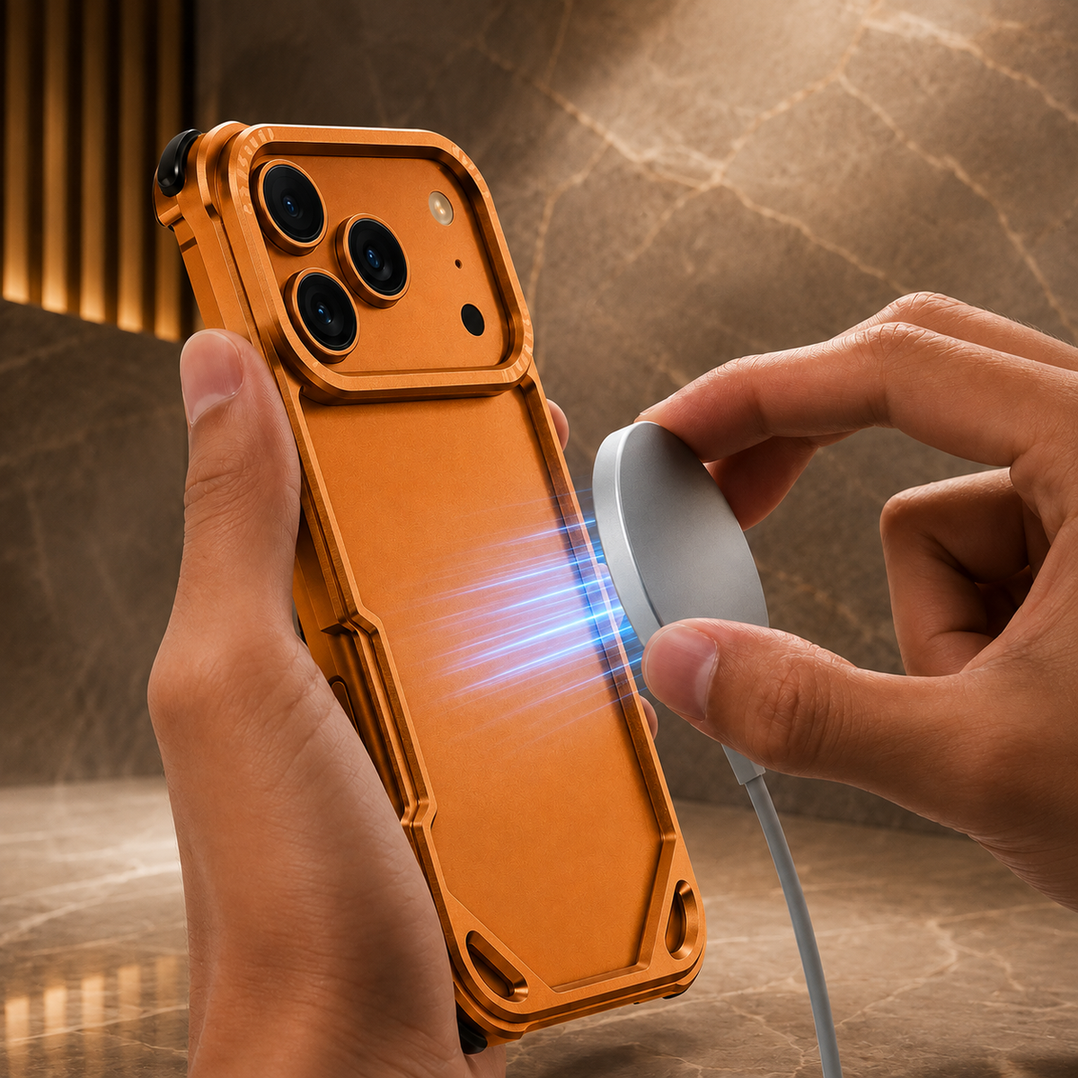 Premium iPhone Case MagSafe Compatible Ultra Thin Metal Bumper Cover Shockproof Protection Camera Lens Guard Slim Magnetic Lightweight Anti Scratch Design